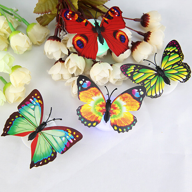 4x Butterfly LED Night Light Creative Glowing Stickable Romantic Wall Lights