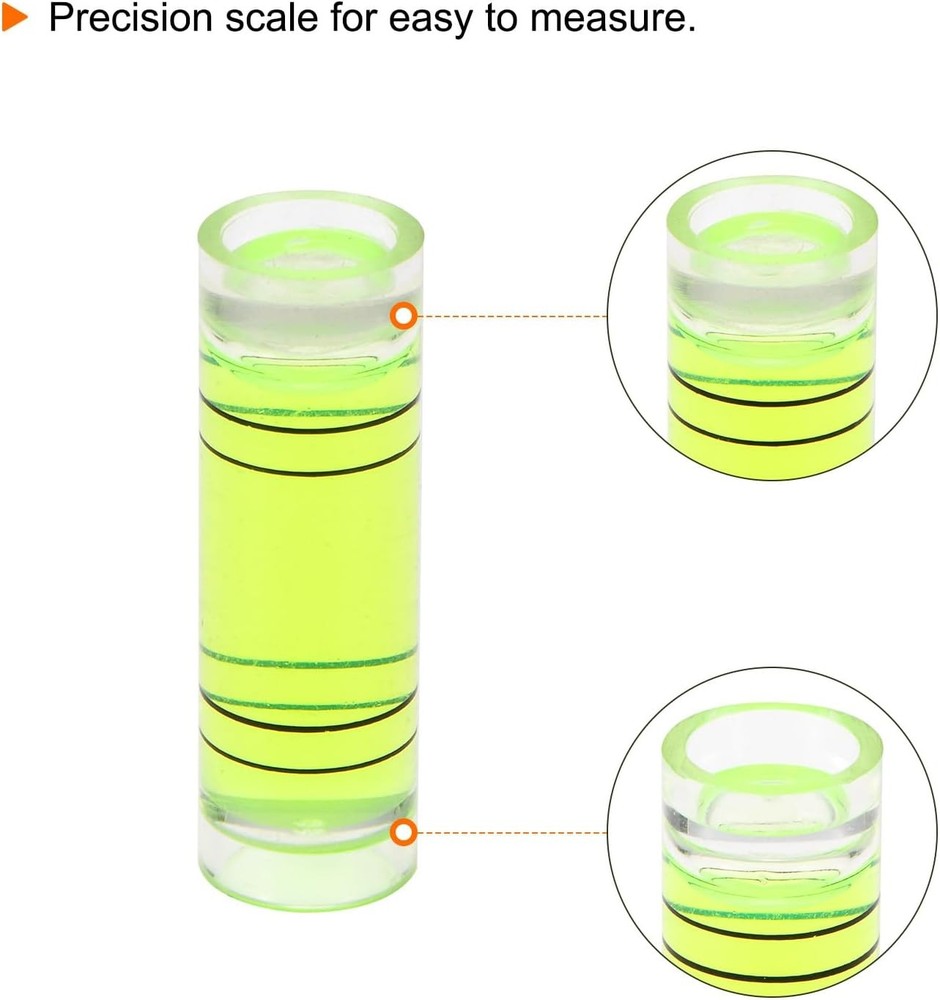 10pcs Small Cylindrical Bubble Level Vials 9.5x30mm PMMA Mini Horizontal Bubble