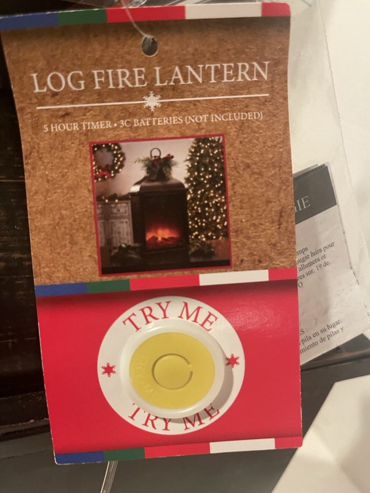 Log fire Lantern with 5 hr timer