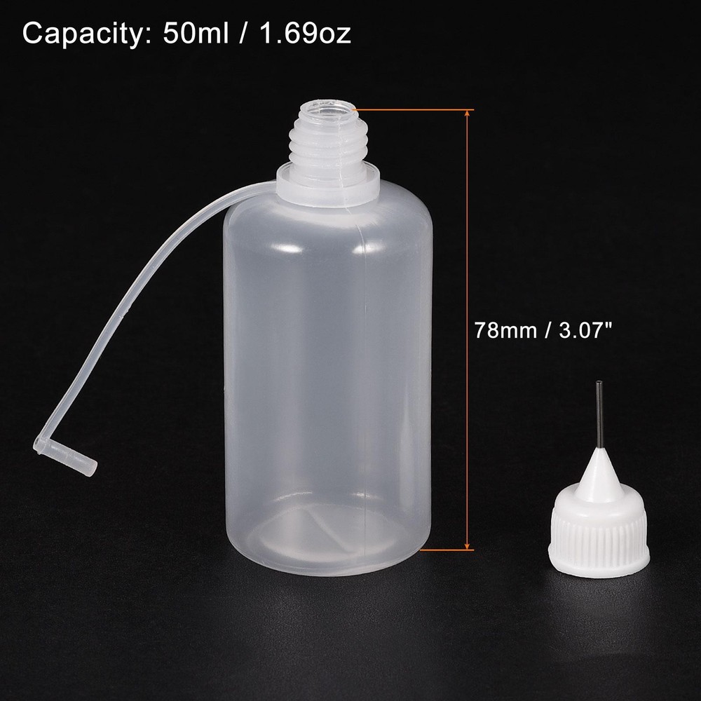 Needle Tip Bottle Precision Plastic Applicator 50ml White Hood 6pcs