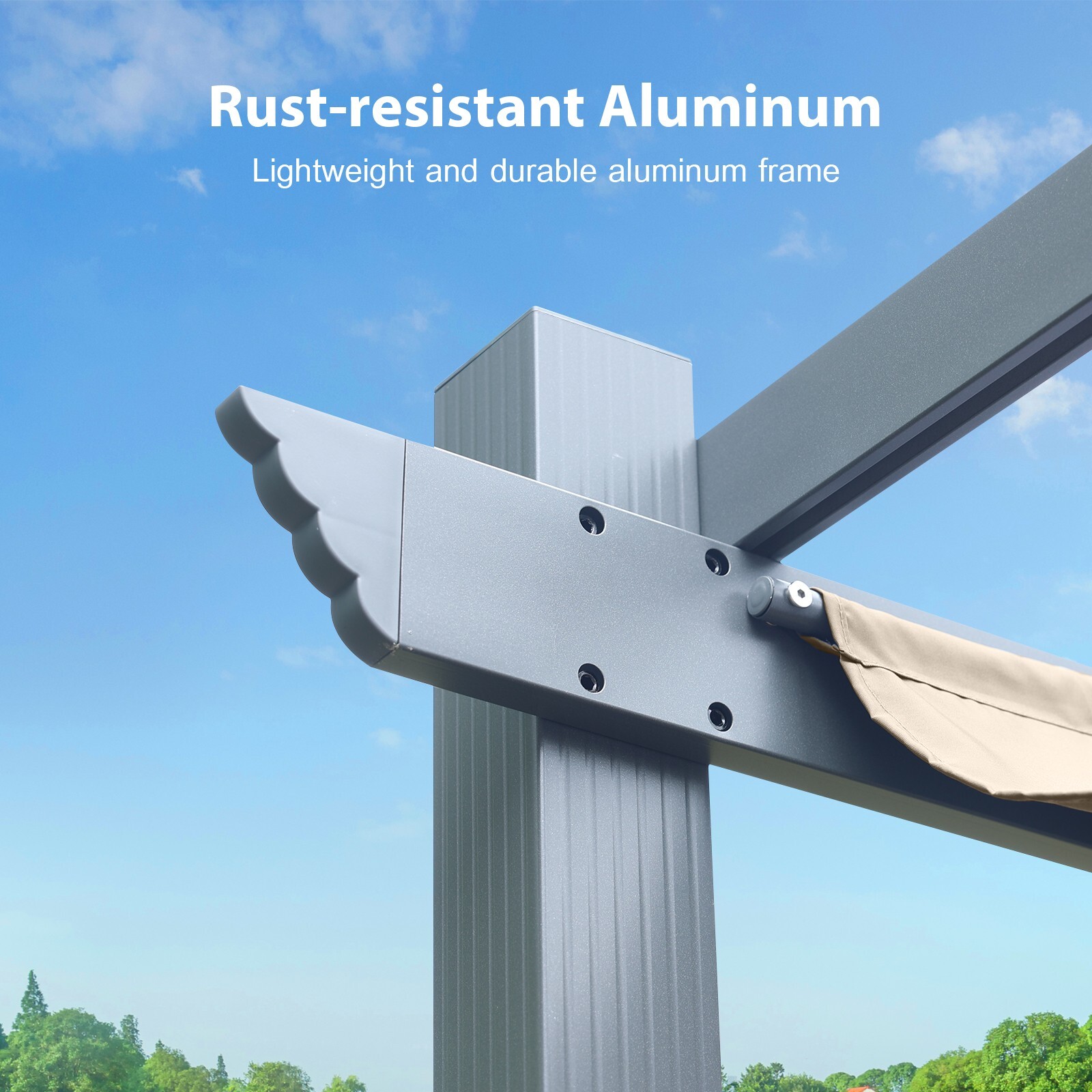 Aoodor 10ft x13ft Patio Retractable Pergola Outdoor Sun Shade Canopy Aluminum