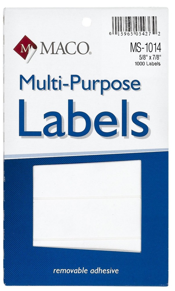 MACO White Rectangular Multi-Purpose Labels, 5/8 x 7/8 Inches, MS1014 18 packs