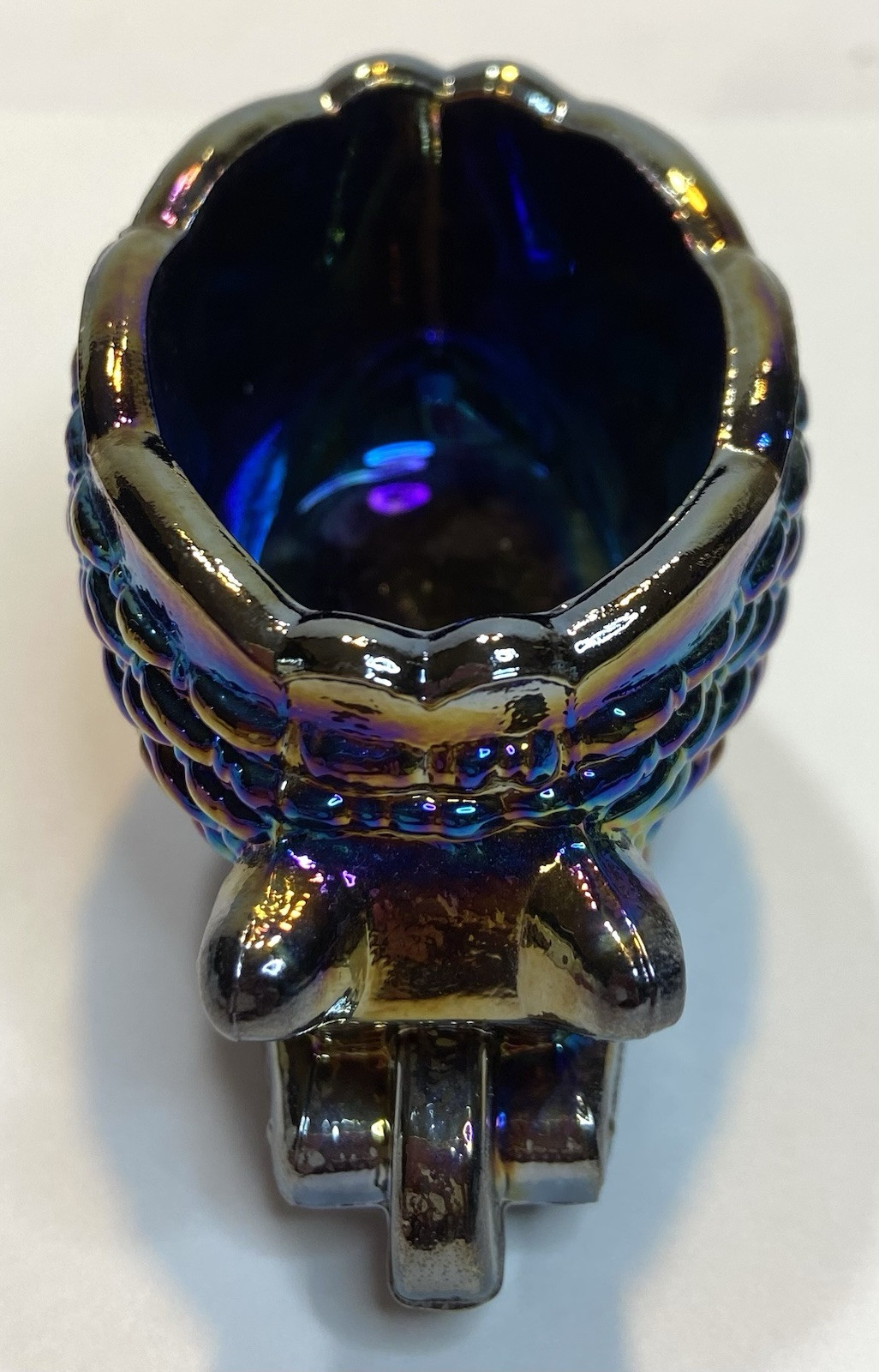 Vintage Wheelbarrow Carnival Glass Open Salt Cellar Figurine Iridescent EUC EB69