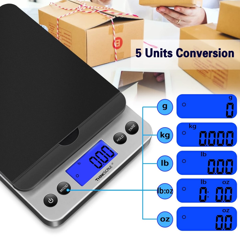 THINKSCALE Shipping Scale, 86lb Postal Scale with Hold and Tear Function, 5 U...