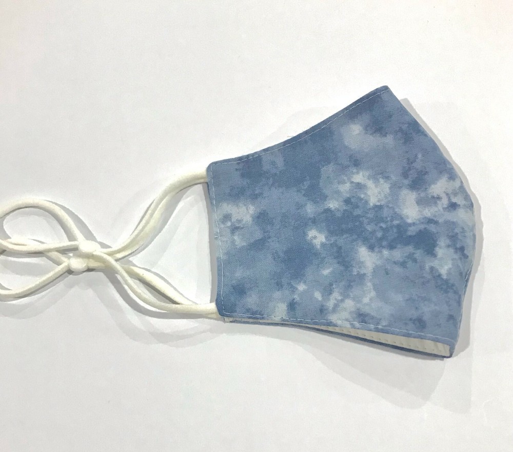 Face Mask 3 Layers - Blue Clouds - Reusable & washable with filter pocket