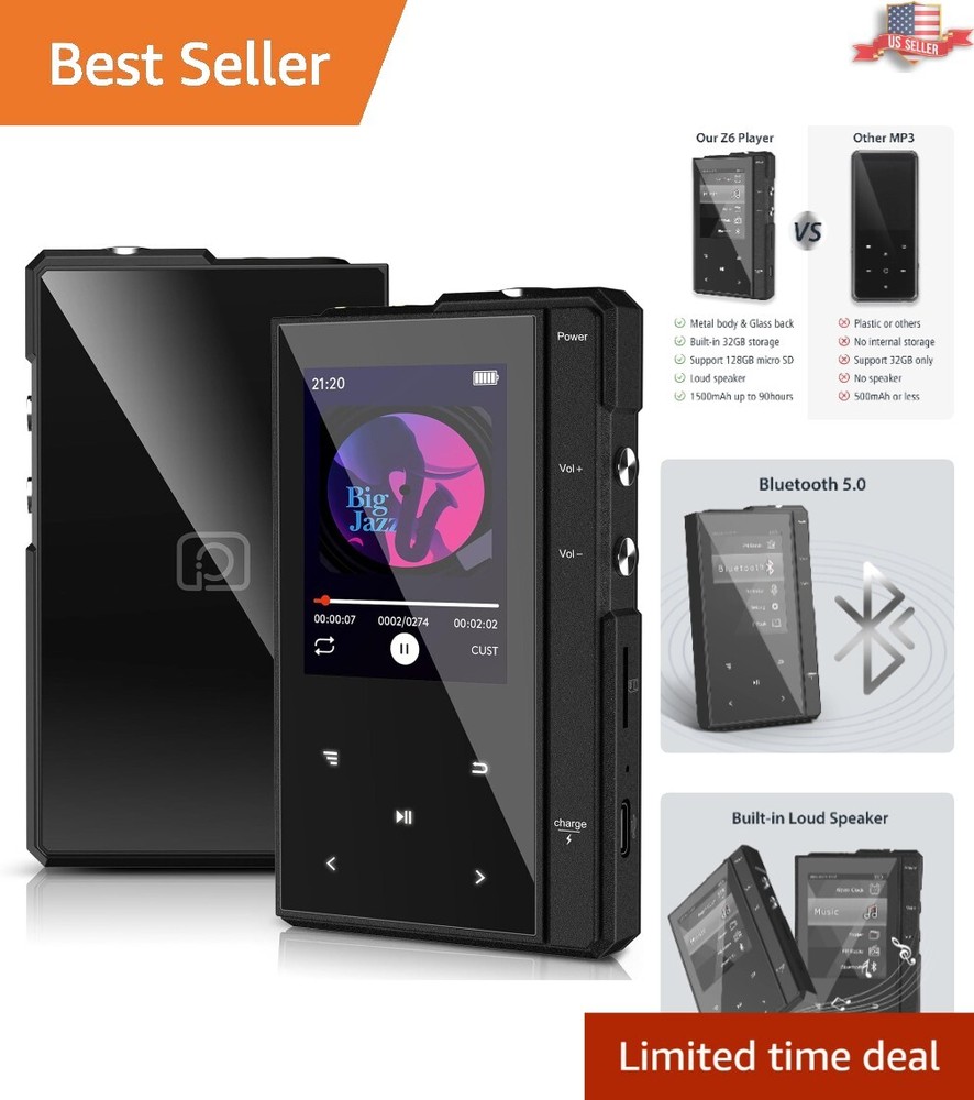 Stylish 32GB MP3 Player with Bluetooth & Touchscreen - Music & E-Book Reader