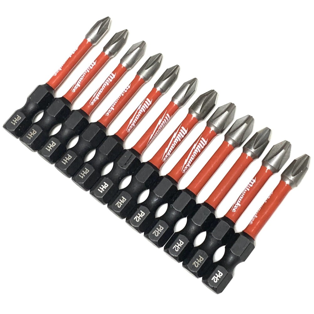 Phillips PH1 PH2 Milwaukee Shockwave Impact Duty 12 Bit Set Screw Driver Bits