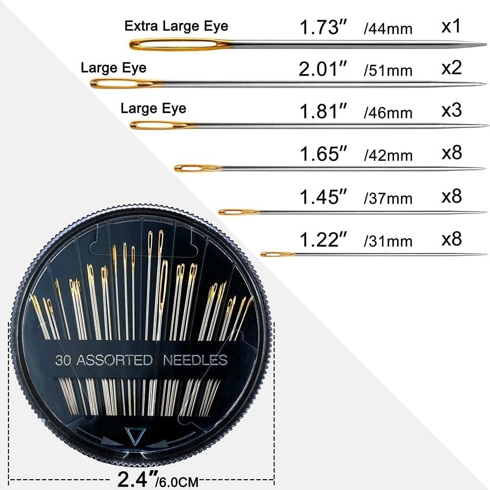 Compact Sewing Needles Set - 30/60 Needles with Threaders for Easy Use