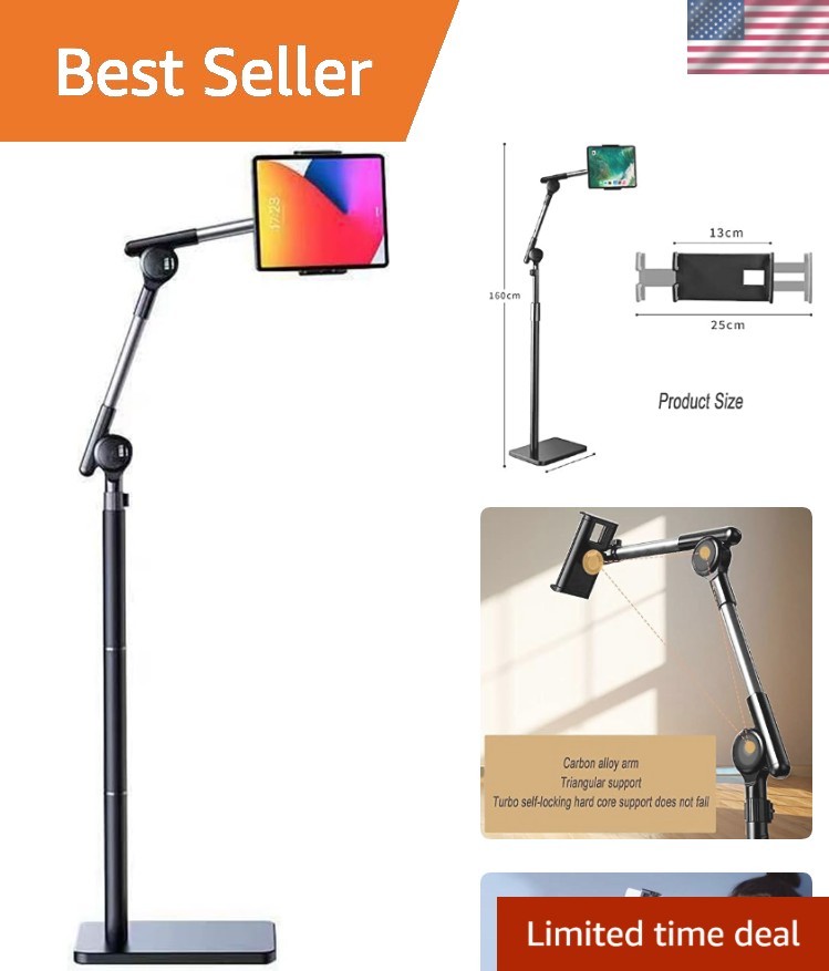 Tablet Floor Stand Holder, 360 Degree Rotating with Height Adjustable Stand C...