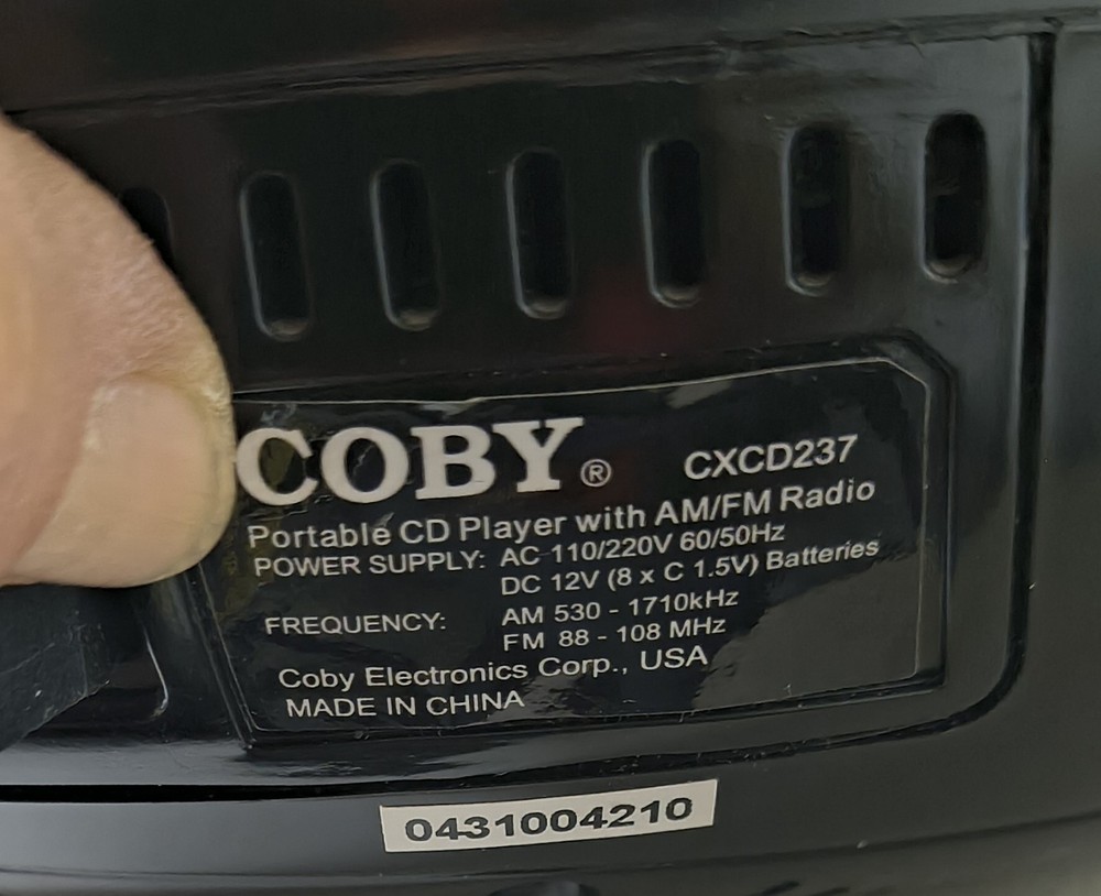 Coby Cxcd237 Portable Cd Player With Am/FM Radio