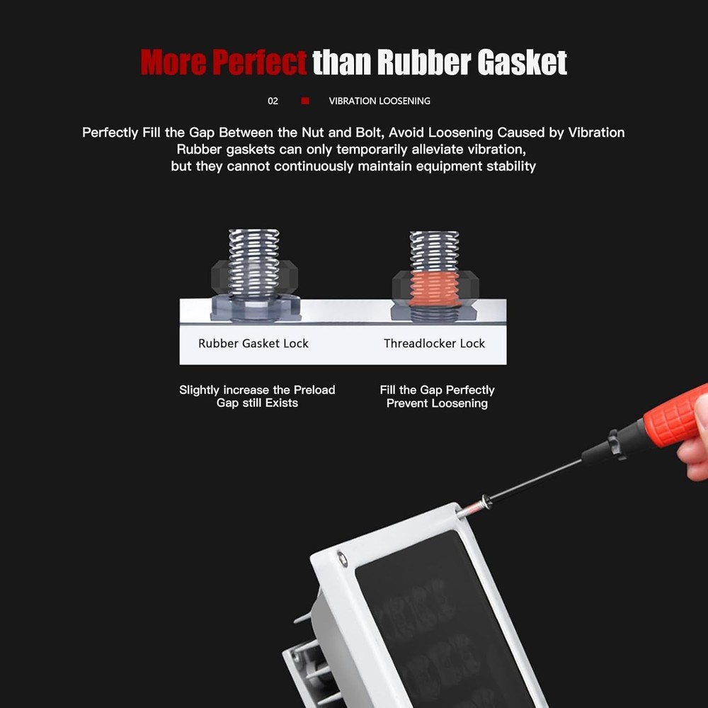 2 Pack Thread Locker - Blue 243 (Medium) & Red 271 (High) - Metal Screw Locking
