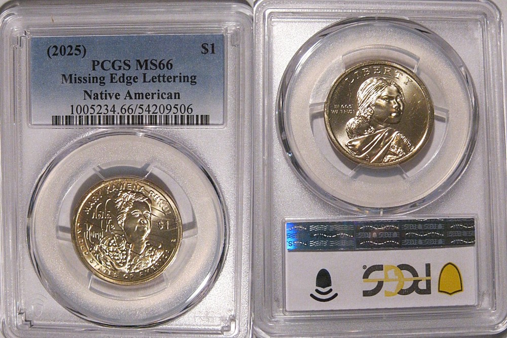 2025 Native Sacagawea Dollar $1 PCGS MS 66 MISSING EDGE LETTERING Error