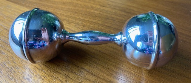 Authentic Robert Blackinton S Silverplate Baby Rattle 5" 78 grams