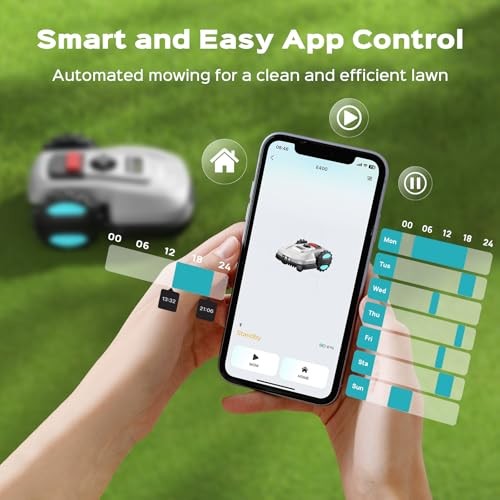 Robot Lawn Mower with App Control – Adjustable Cutting Height, Auto Silver Grey