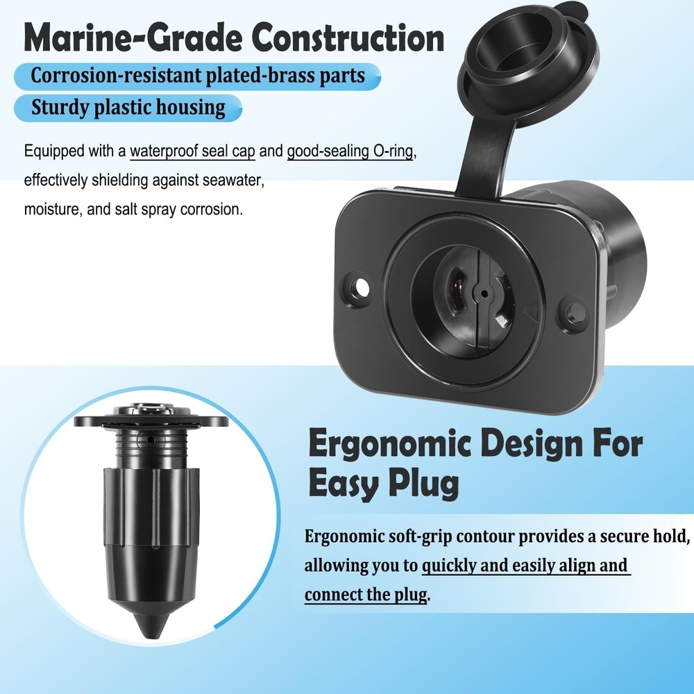 Replace for Scotty #2126 Depthpower Marinco Electric Socket , Black