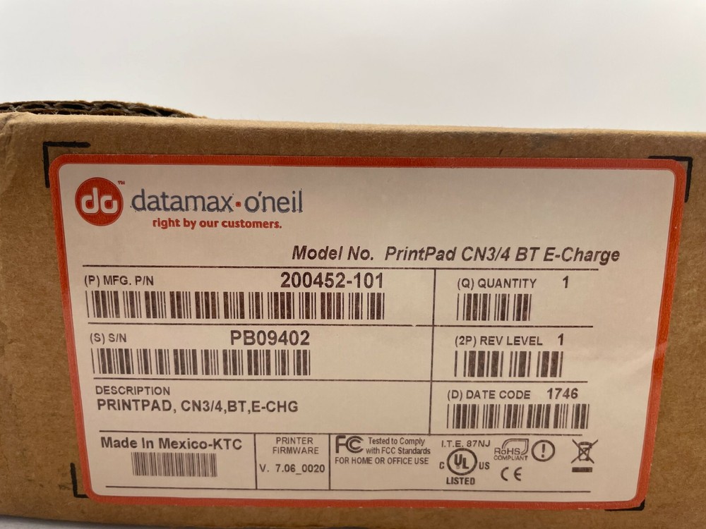 Datamax O'Neil 200452-101 Portable Receipt PrintPad Intermec CN3 CN4 Bluetooth
