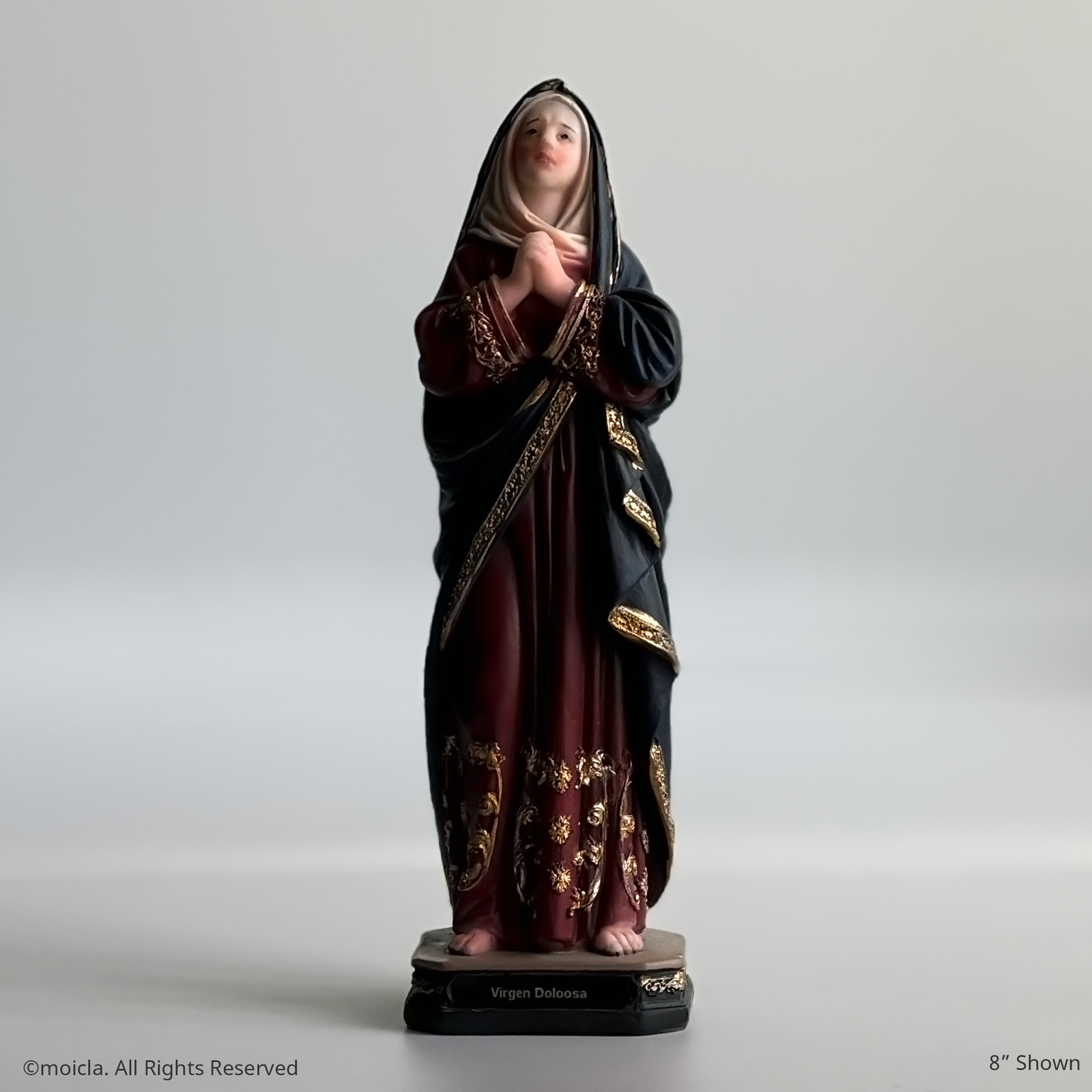 moicla - Our Lady of Sorrows Statue - 8" Catholic Figurine | Virgen Dolorosa