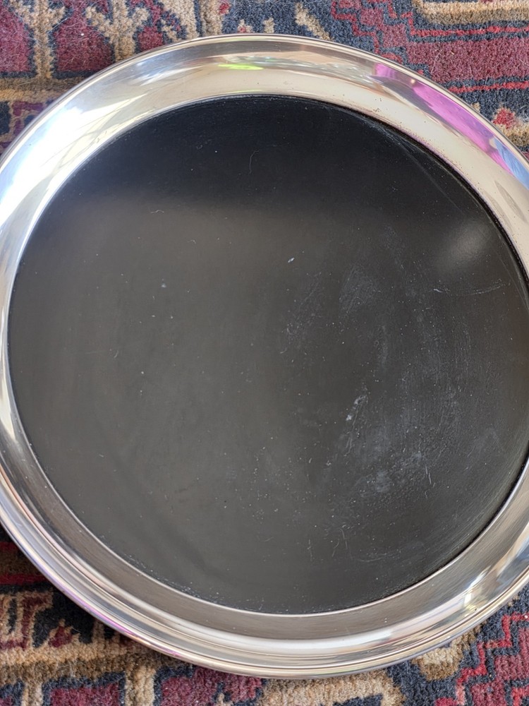 Vintage GORHAM YC 842 electroplate EP Bar Serving Tray 12" Retro Black Silver