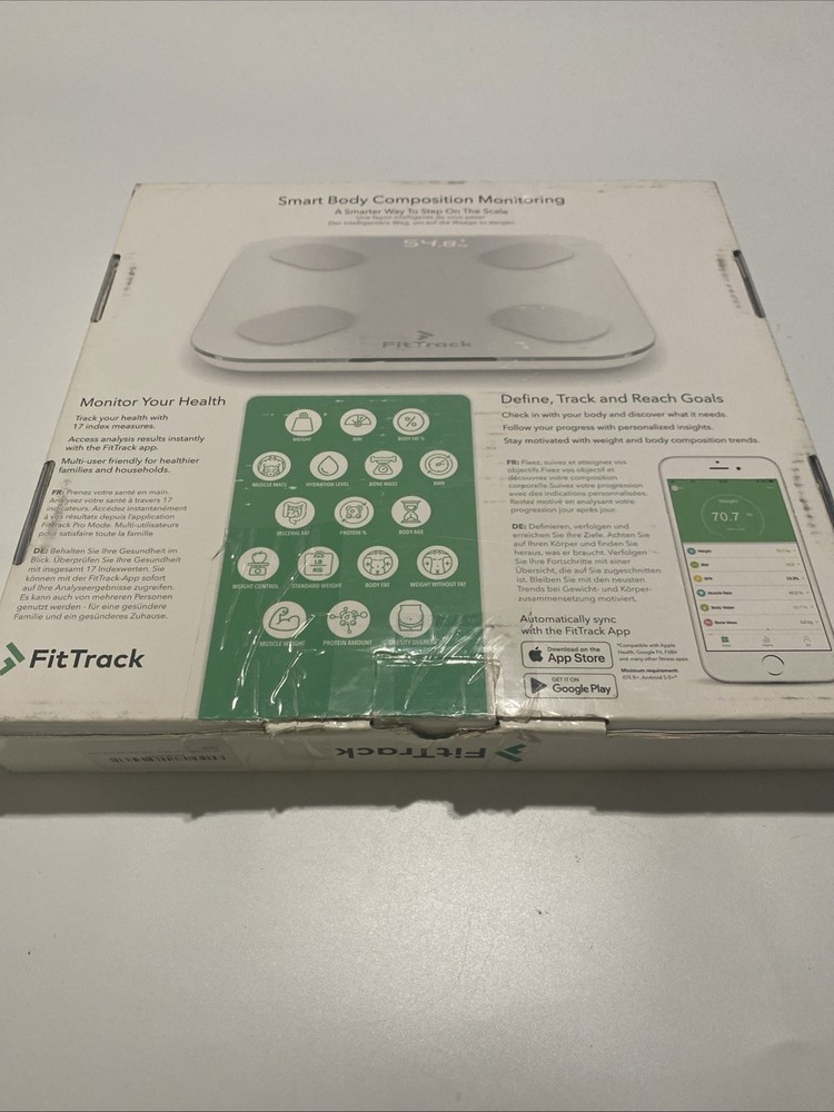 FitTrack Dara Smart BMI Bluetooth Glass Bathroom Scale Body Composition