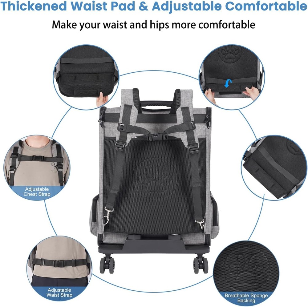 Pet Backpack Carrier Wheels Large
