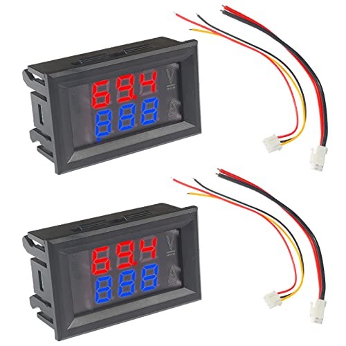 LED Digital Voltmeter Ammeter, Mini DC Digital Multimeter 100V 10A, Blue Red