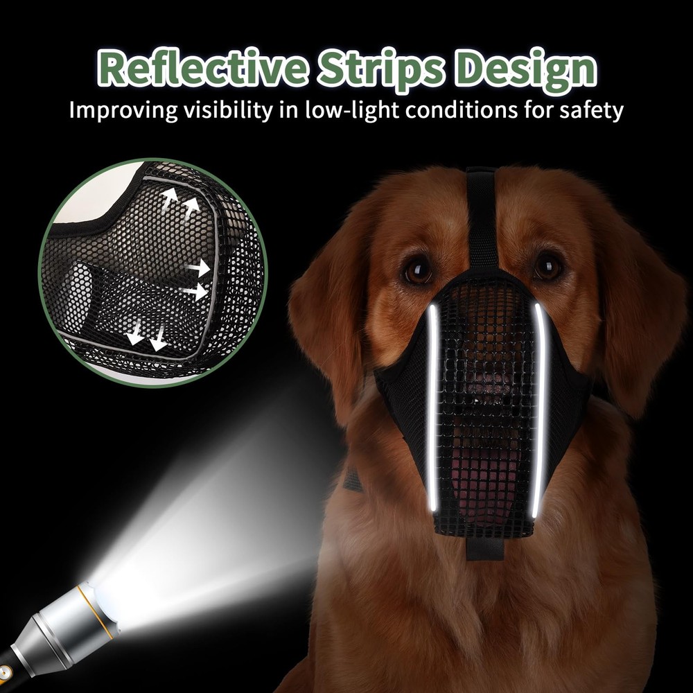 Dog Muzzle, Mesh Muzzle with Panting Room for Large Medium Small Sized Dogs, ...