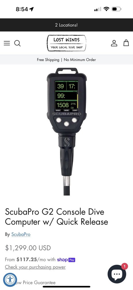 Scubapro G2 Console with Quick Release