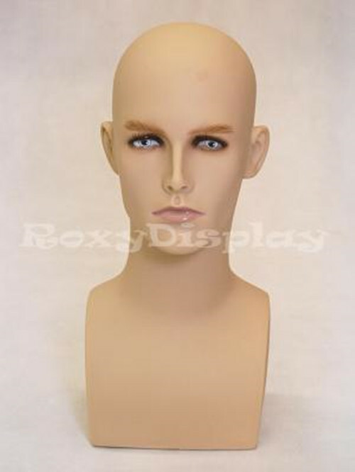 2PCS Male Fiberglass Mannequin Egg Head Bust Wig Hat Jewelry Display #ERAF2 X2
