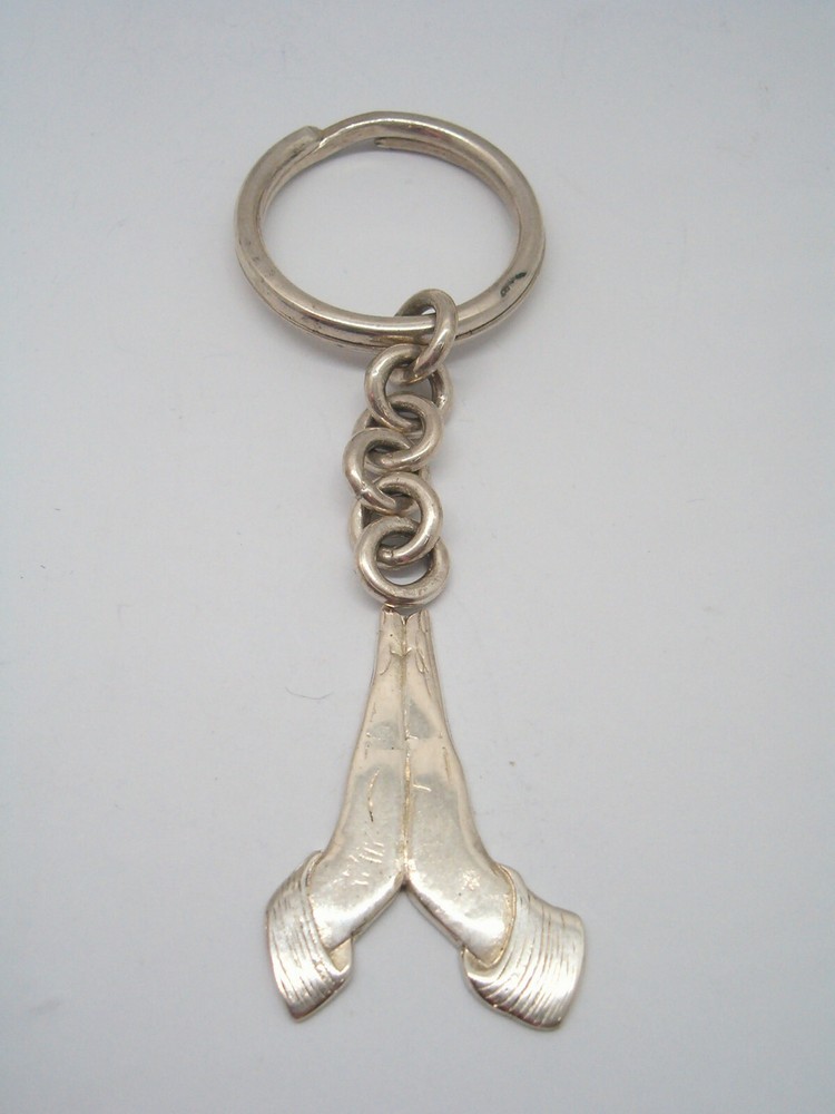 925 Silver PRAYER HANDS Keychain - Break -