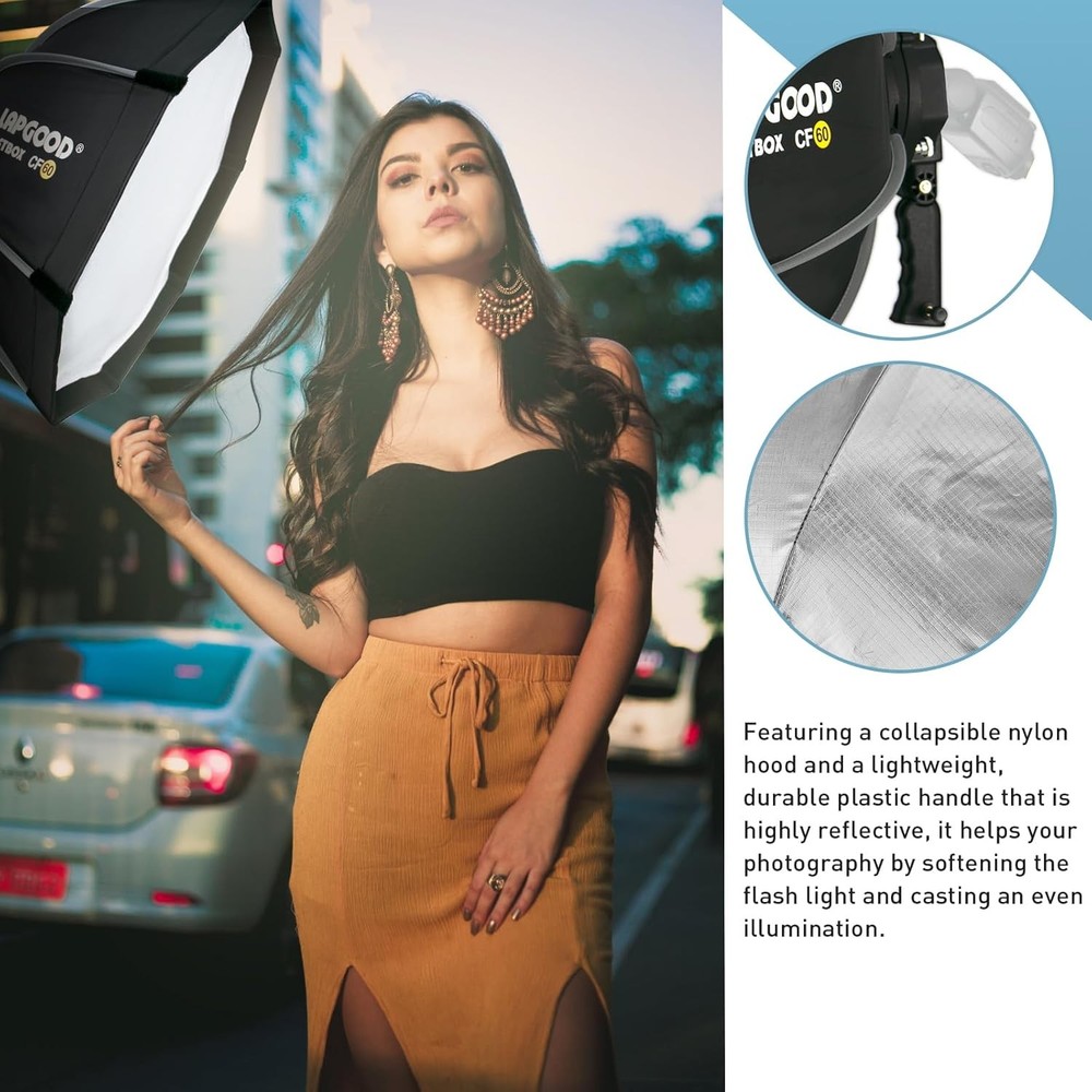 Bowens Mount Softbox 24''/60CM Handheld Quick Set-Up, S-Type Bracket Compatible