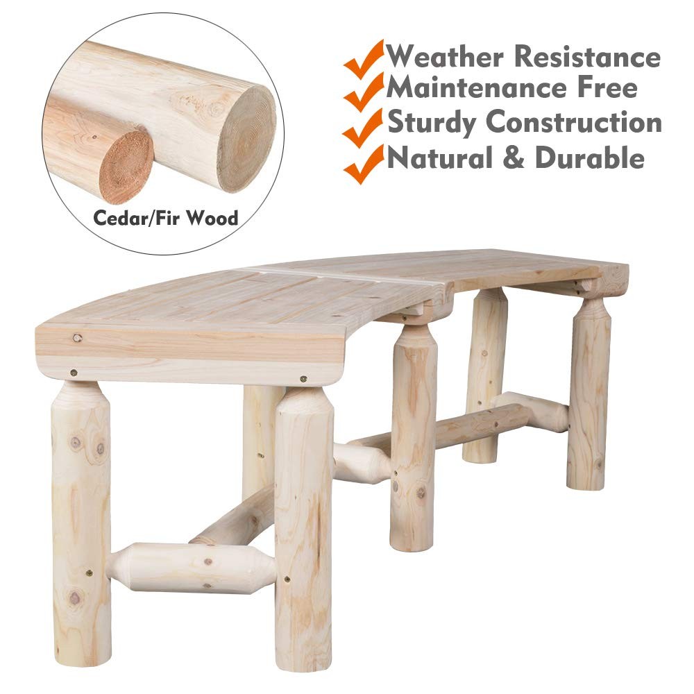 Kdgarden Curved Fire Pit Bench - Solid Wood Backless 1 Pack, Patio