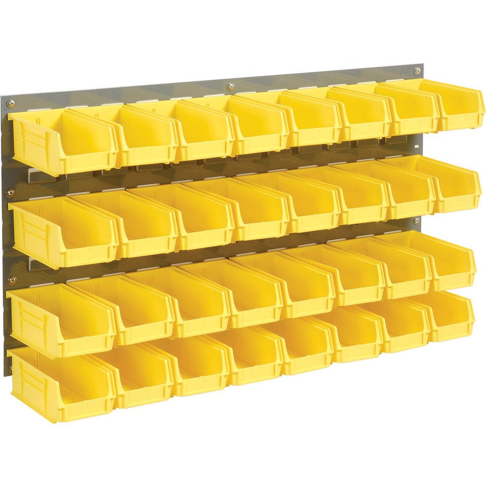Wall Bin Rack Panel with (32) Yellow Bins 36x7x19