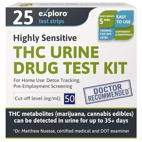 25 Pack THC Drug Test Kit - Home Marijuana Testing - Bulk Value THC Tests