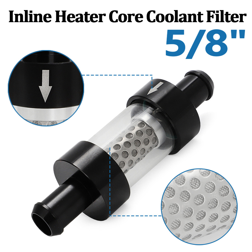 Inline Heater Core Coolant Filter & Inspection System 5/8" Vehicles Trucks Auto
