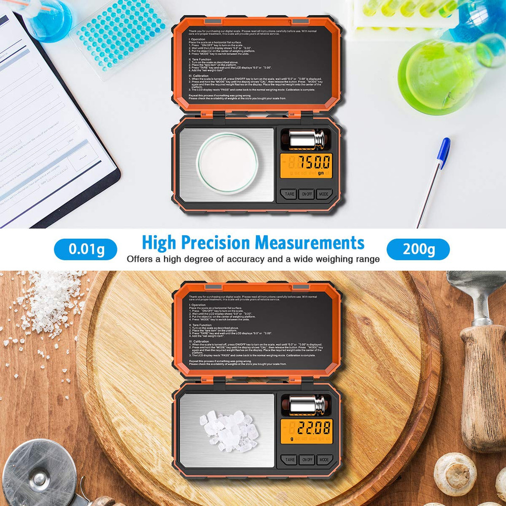 Digital Pocket Scale, Gram Scale 200G/0.01G, 6 Units Conversion Smart Scale with