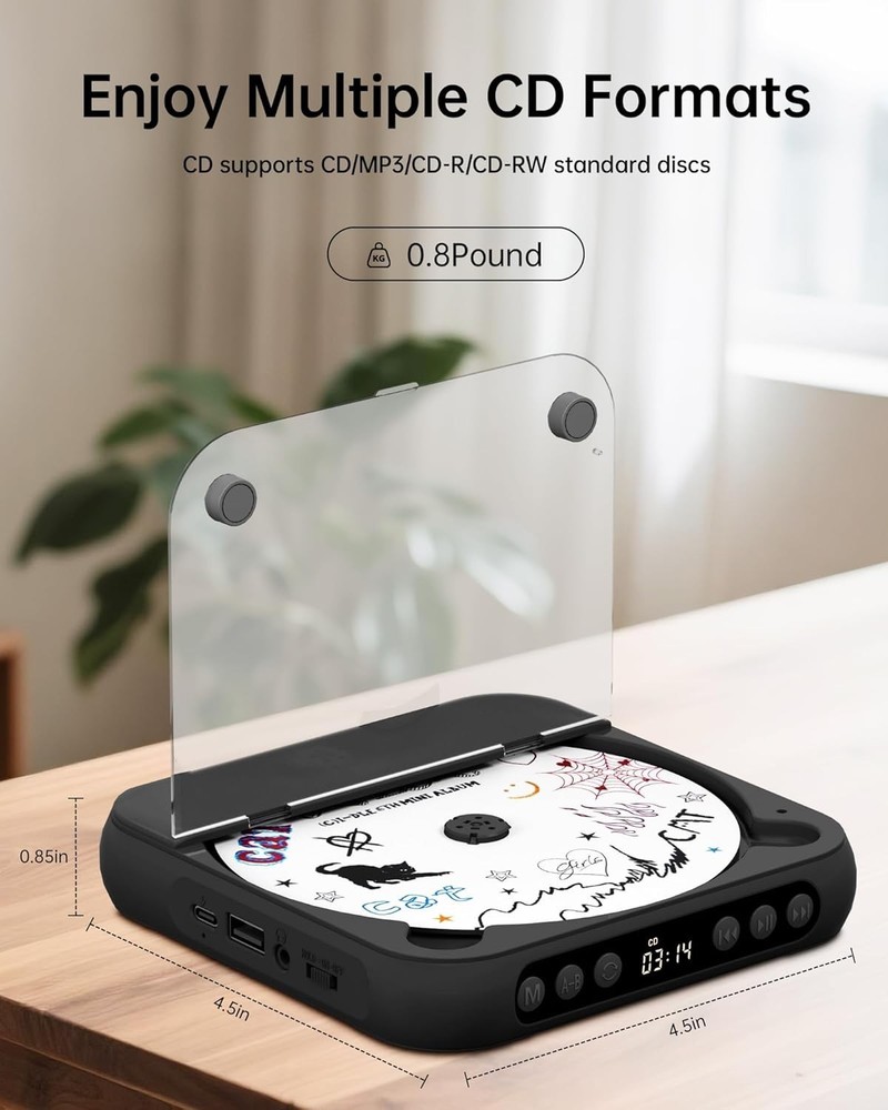 Bluetooth 5.1 Portable CD Player