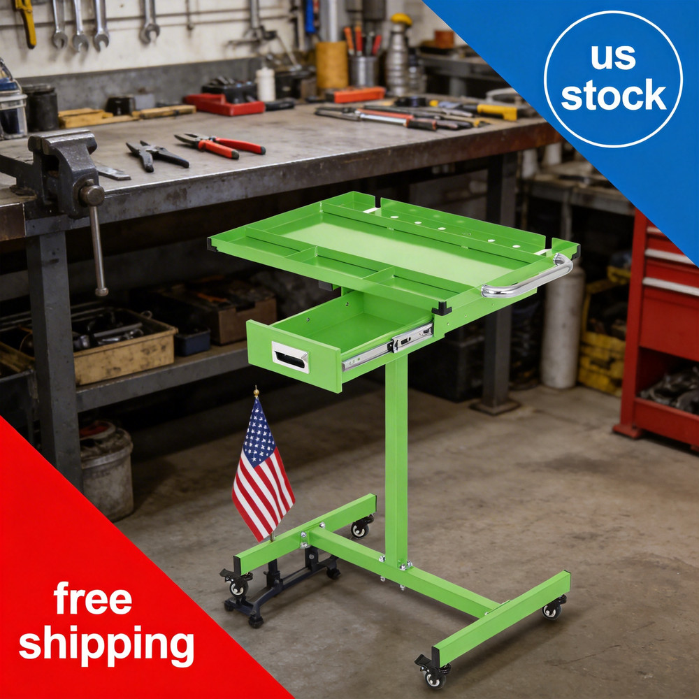 Height Adjustable (35" to 44.8") & Lockable Wheels, 300LBS Workbench Mobile