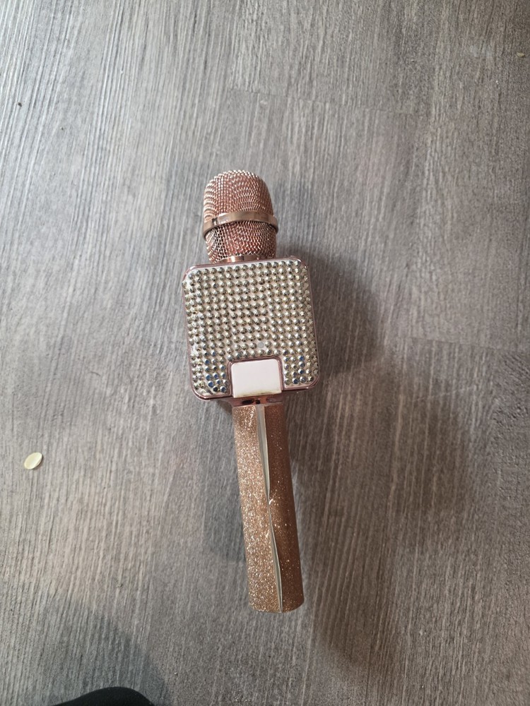 Gold Glitter Wireless Karaoke Microphone Handheld with USB Charging