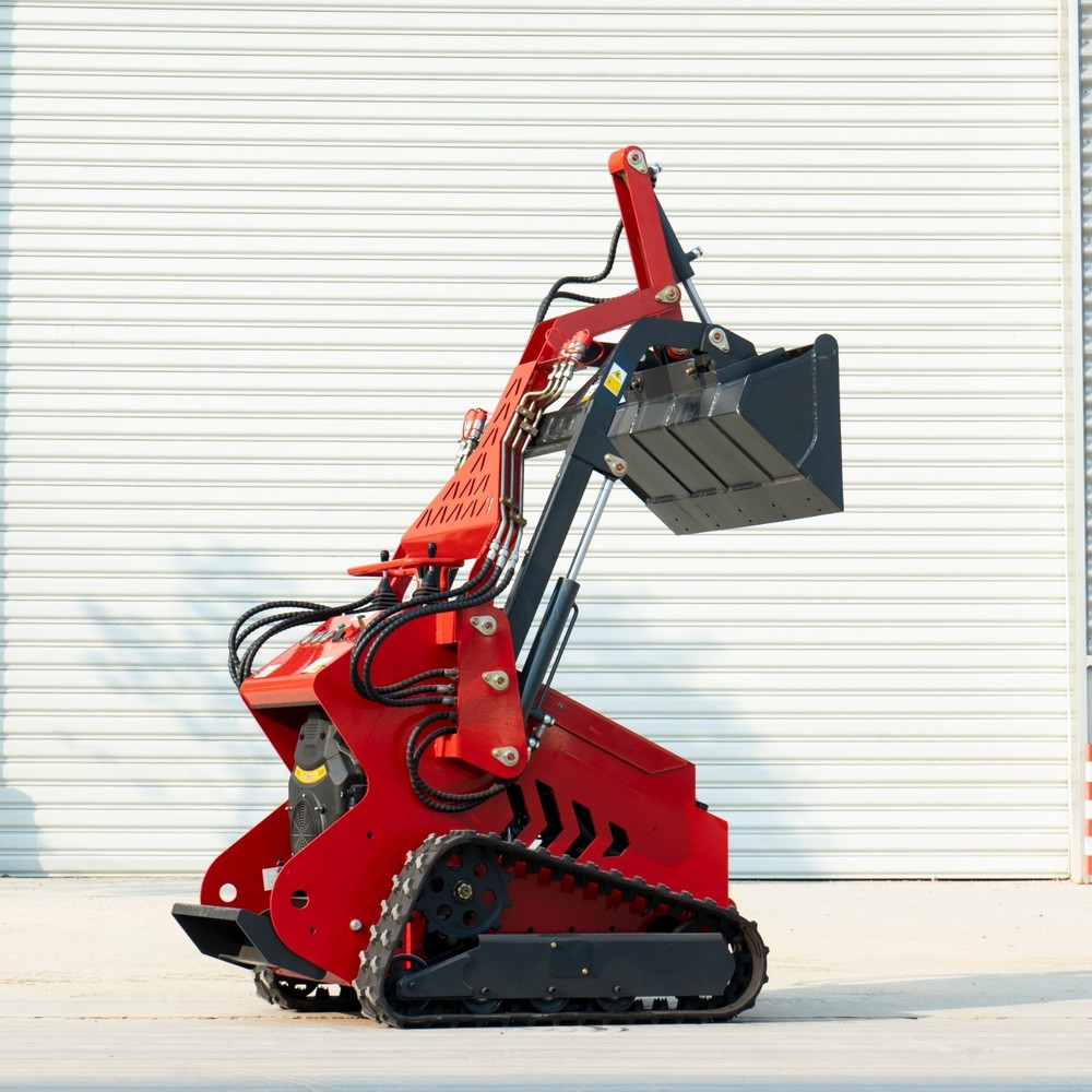23HP Mini Skid Steer Loader + Mower Attachment with Tracks 3-Pumps Self-Leveling