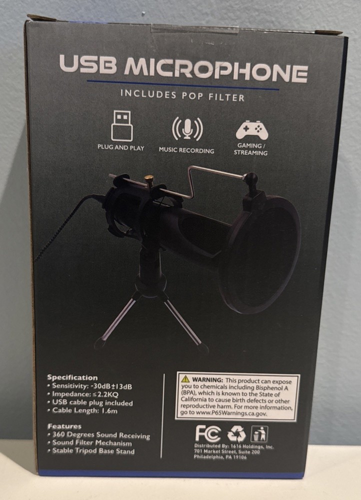 Portable USB Microphone with Pop Filter & Stand | Multi-System Compatible