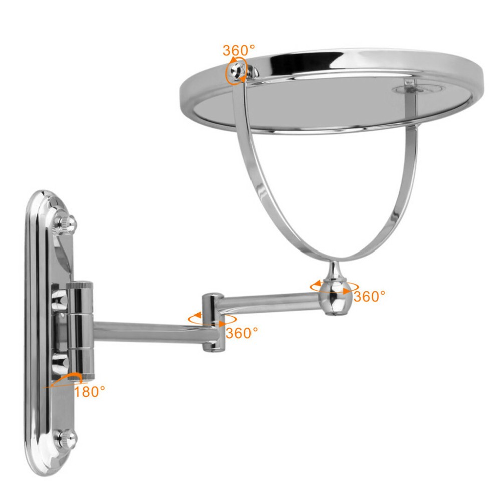 10x Magnifying Wall Mounted Makeup Bathroom Mirror Adjustable Height Double-Side