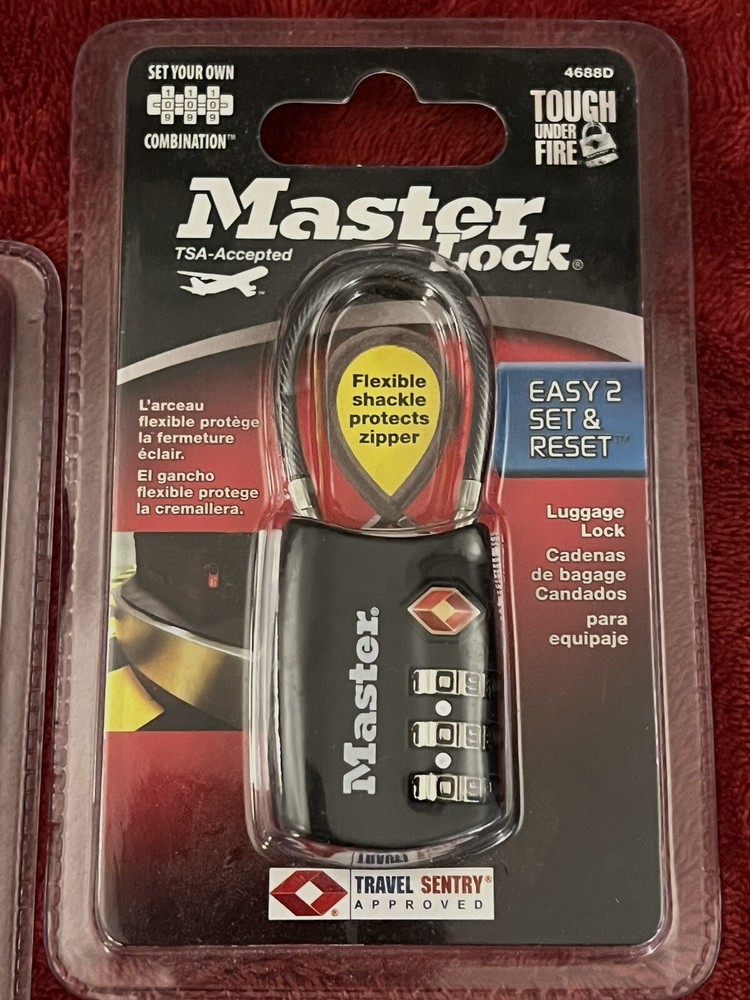 BUNDLE~ 2 MASTER LOCKS 4688D BLACK & RED TSA Approved Easy Set & Reset Combo NEW