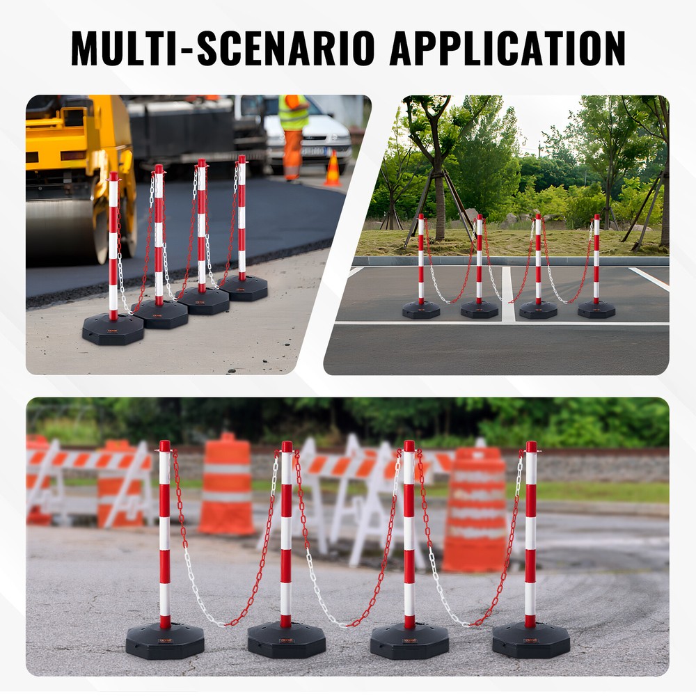 VEVOR 4PCs Traffic Delineator Post Cones with Fillable Base 8FT Chain Adjustable