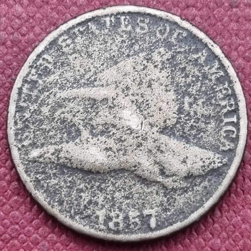 1857 Flying Eagle Cent 1c Circulated Corroded #55289