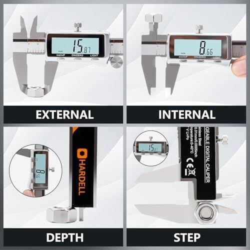 Digital Caliper, Rechargeable Caliper Measuring Tool with Backlight LCD