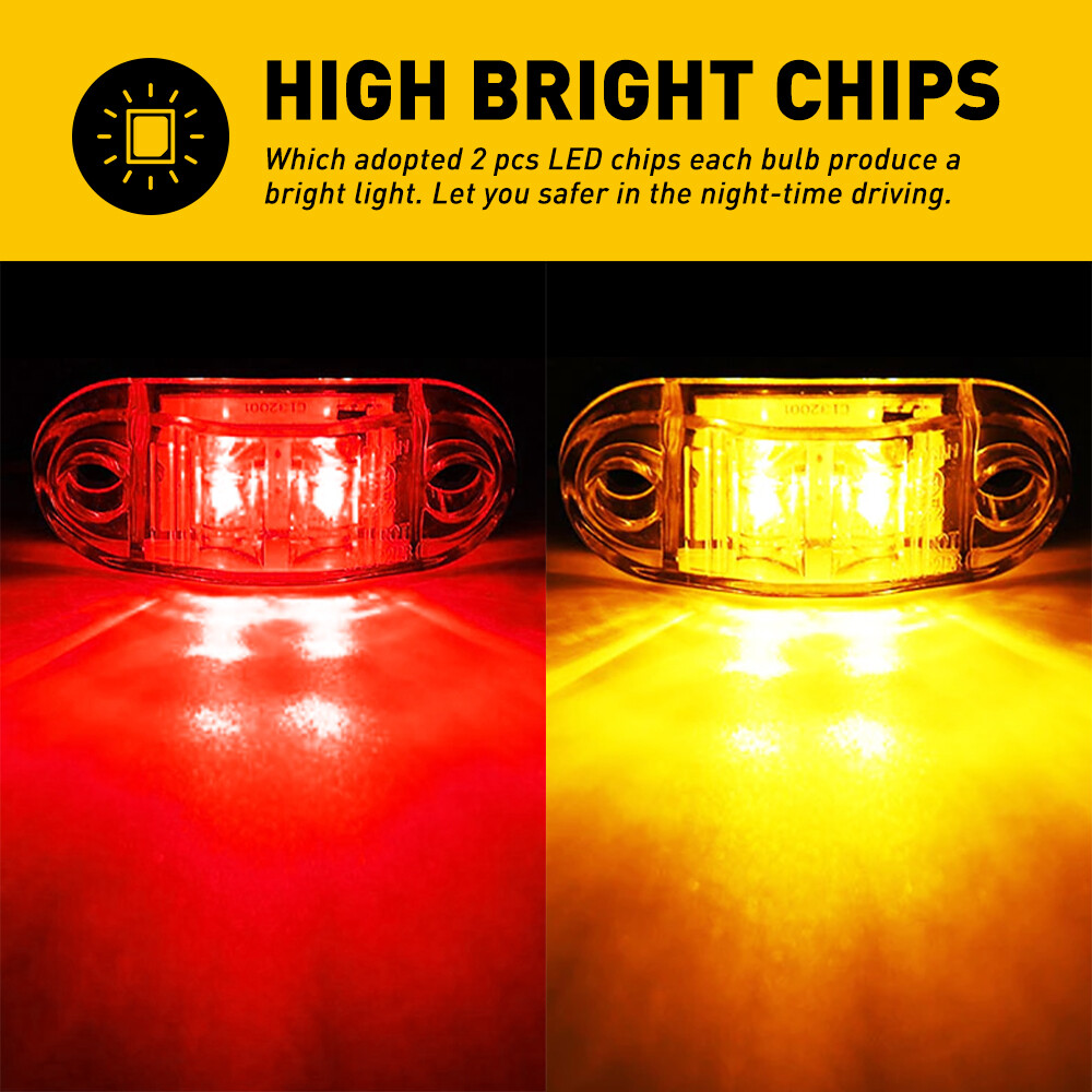 10x LED Side Marker Amber Red Lights Clearance Light Truck Trailer RV Waterproof