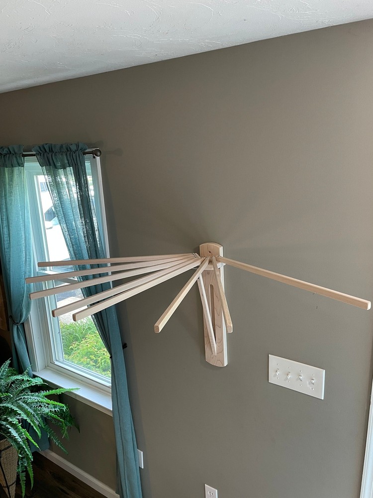 Wall Mount Clothes Drying Rack- Holds 250 lbs- Amish Handmade
