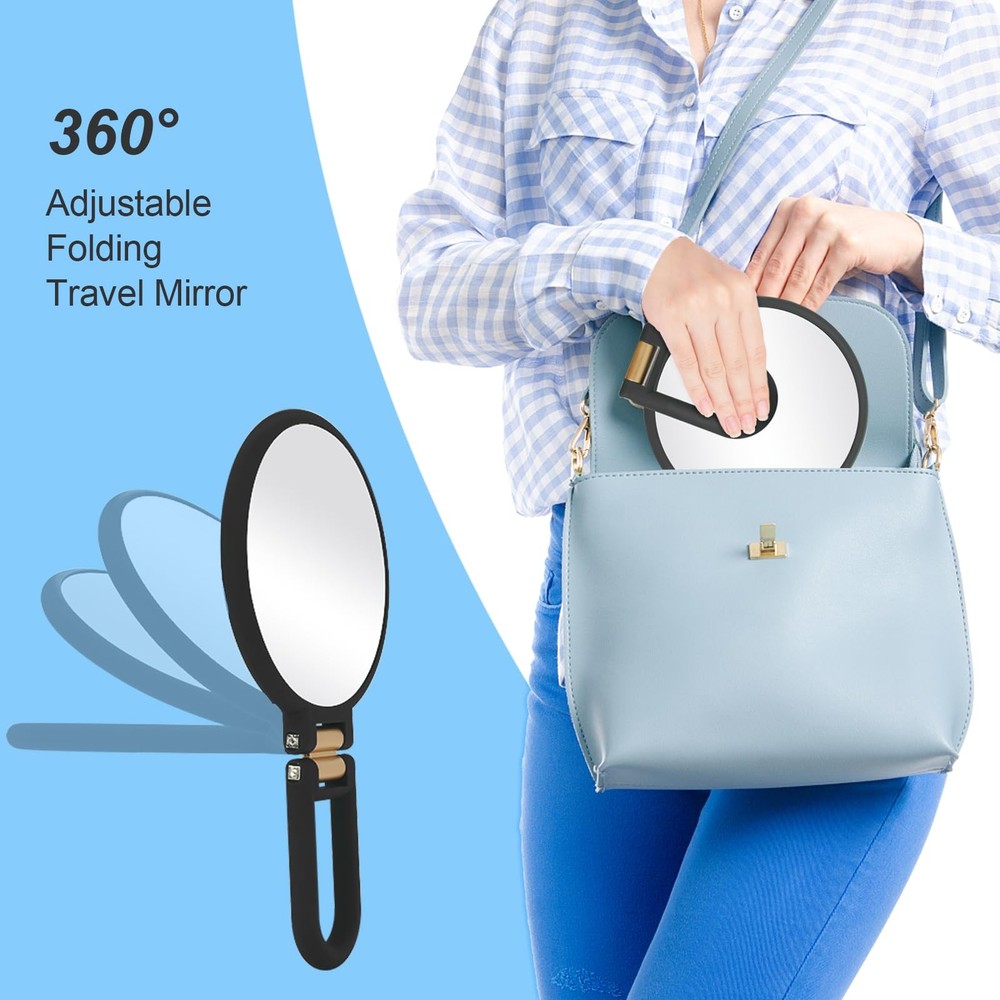 30X Magnifying Mirror Travel Hand Mirrors with Handle - Double Side Handheld