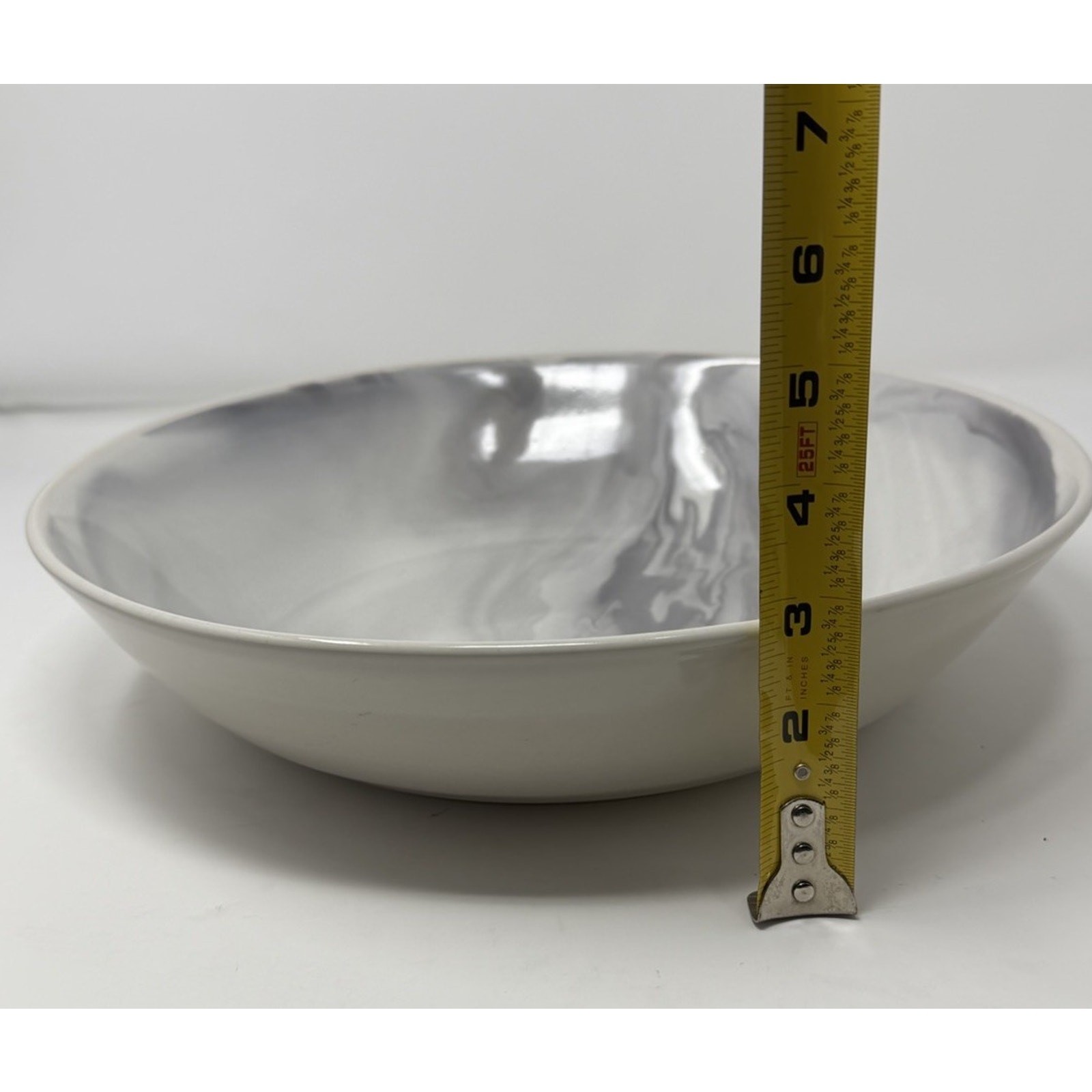 Simon Pearce Marble Stratus Serving Bowl Gray White Swirl Stoneware EUC RARE