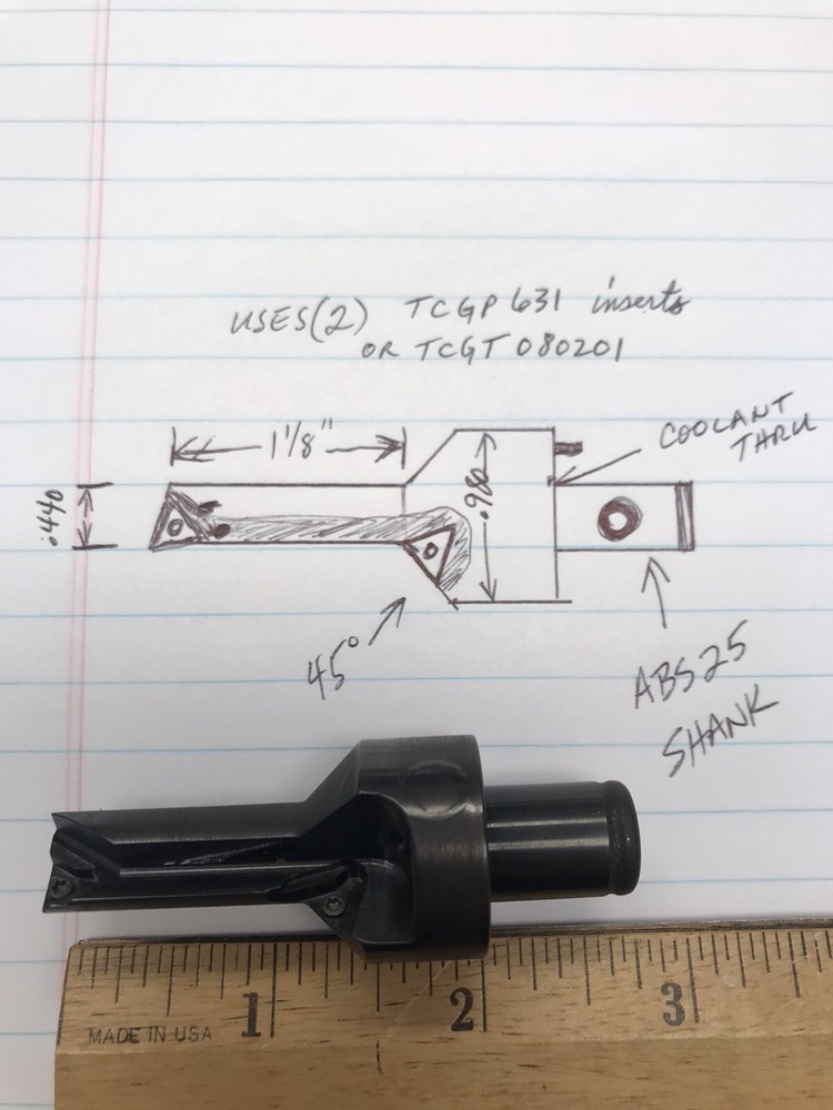 1 pc.  ABS25 INDEXABLE BORING & CHAMFERING TOOL. MASTER TOOL. USA